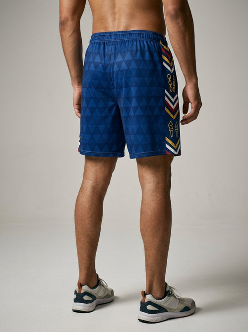 Cabo Verde '26 Blue Shark Protocol Shorts — back view, SunBorn