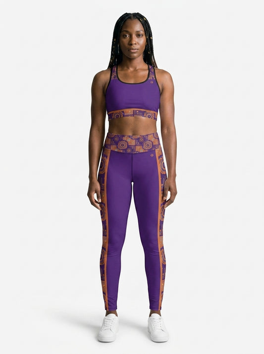 Sankofa Set // Bra + Leggings — Royal Purple colorway — studio front view — SunBorn