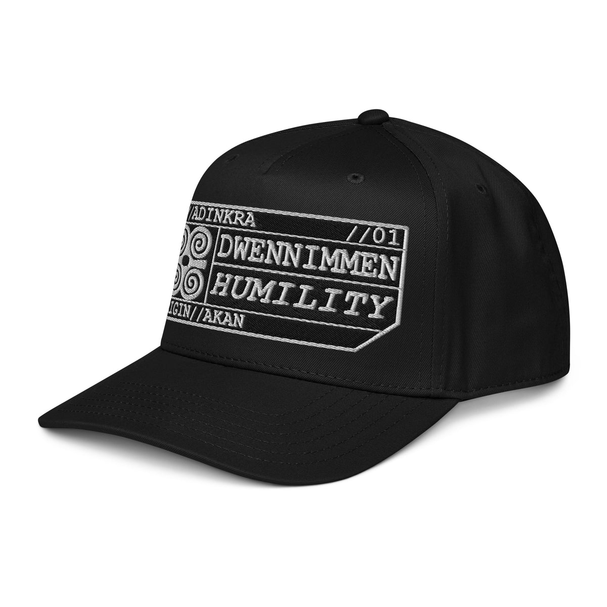 Adinkra // Humility Two-Tone Cap in Oji Black — left front view — SunBorn