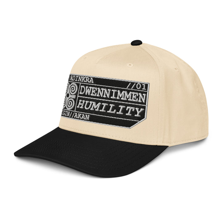 Adinkra // Humility Two-Tone Cap in Oji Black/Owu Natural — left front view — SunBorn