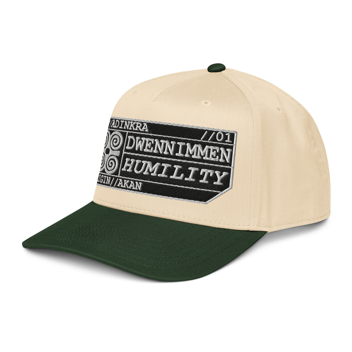 Adinkra // Humility Two-Tone Cap in Ọhịa Green/Owu Natural — left front view — SunBorn