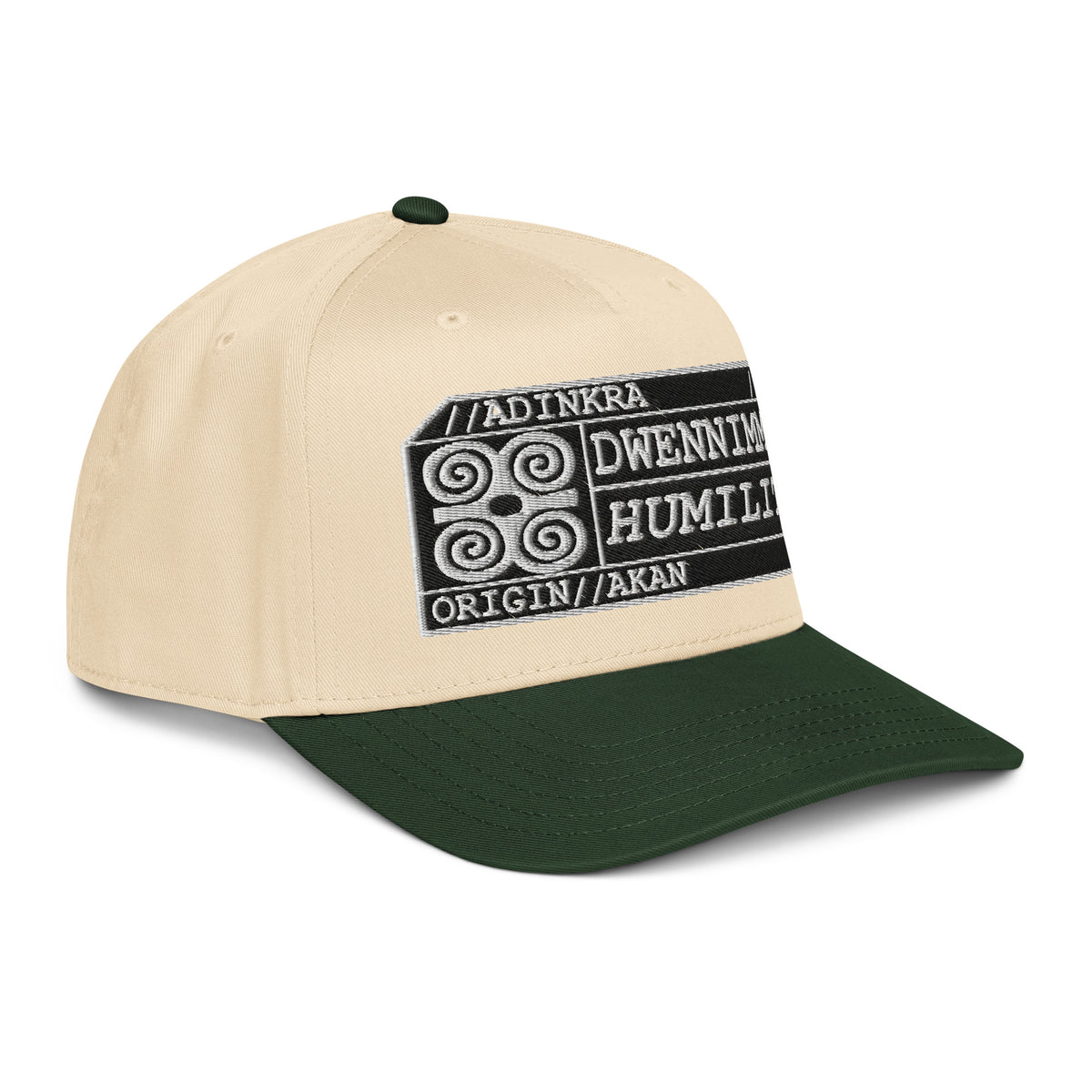 Adinkra // Humility Two-Tone Cap in Ọhịa Green/Owu Natural — right front view — SunBorn