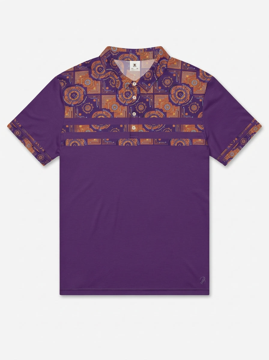 Clean flat-lay product shot of Sankofa Men's Pulse Polo in Ugo Purple
