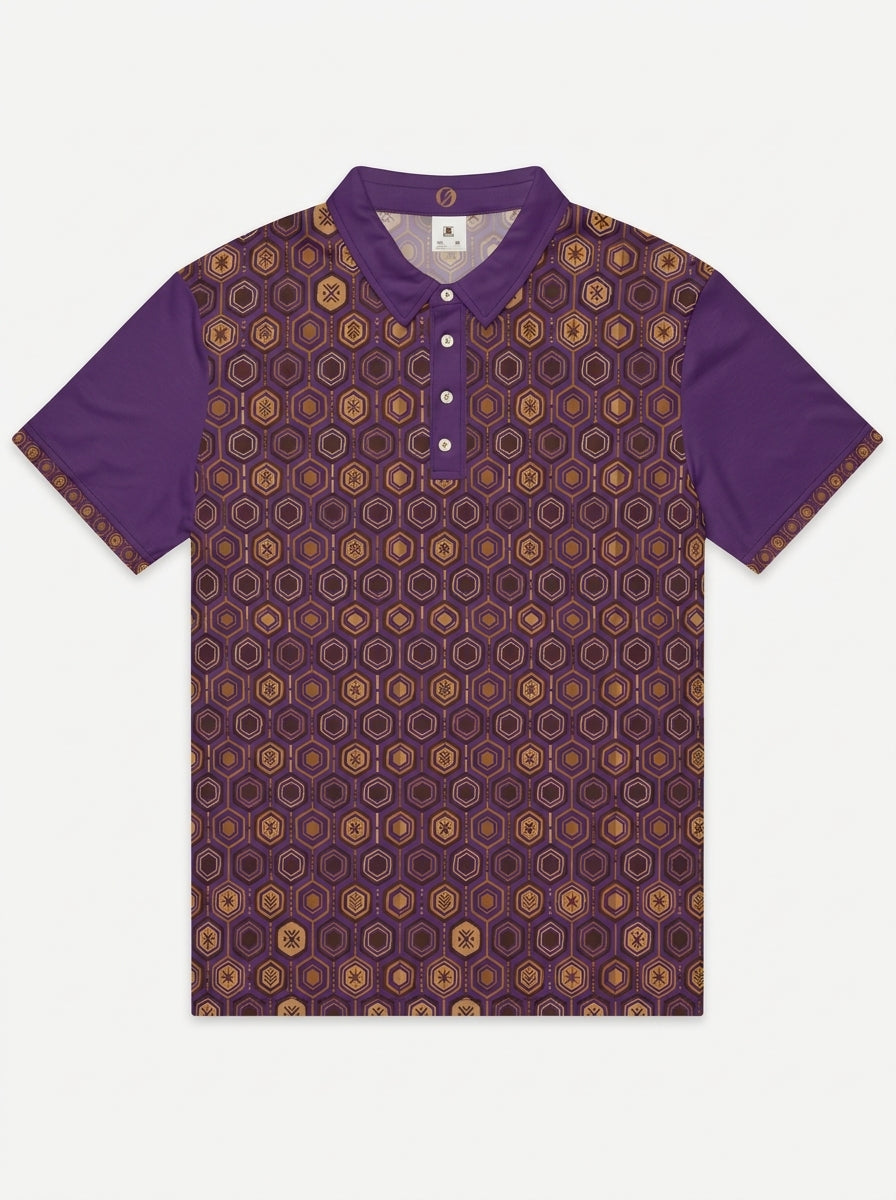 AnanseNova™ // Men's Slim Fit Statement Polo in Ugo Purple — clean flat lay — SunBorn