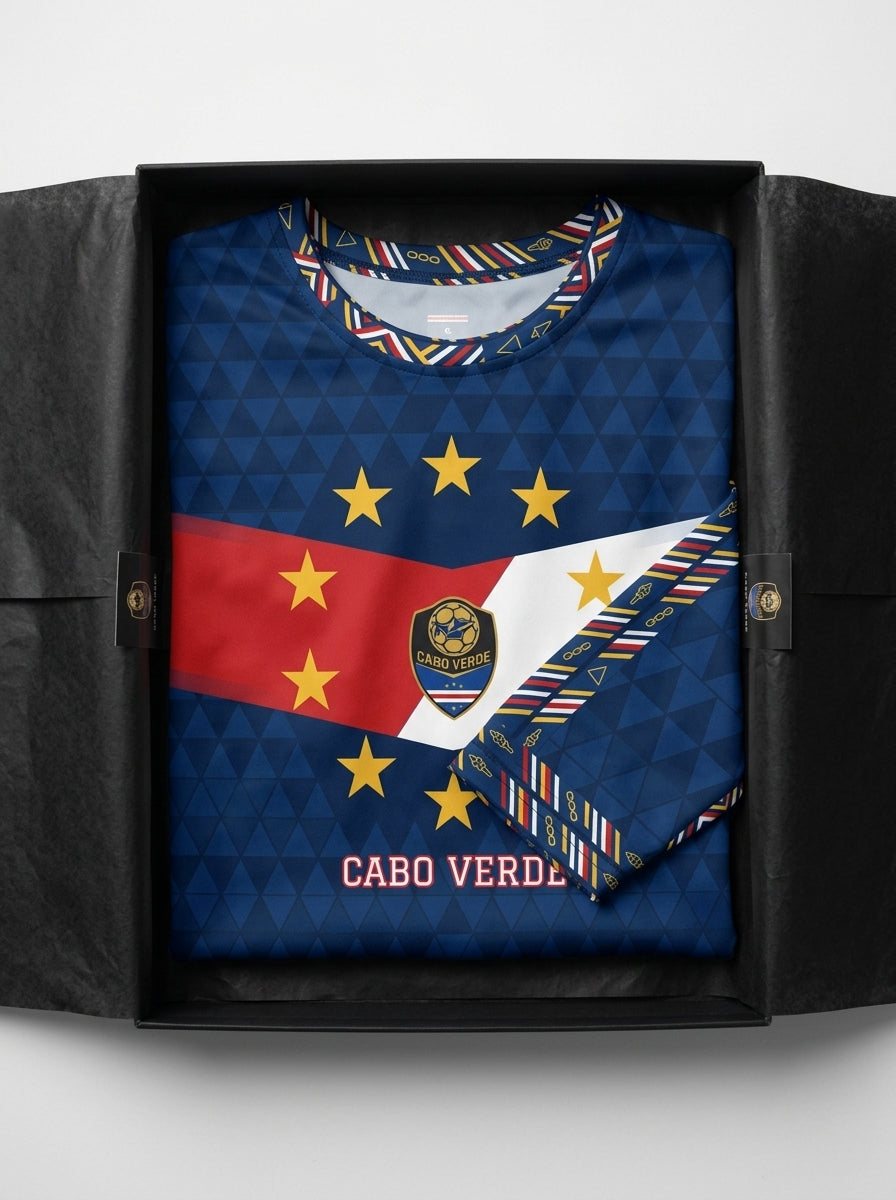 Cabo Verde '26 Blue Shark Protocol Long Sleeve — unboxing lifestyle shot, SunBorn