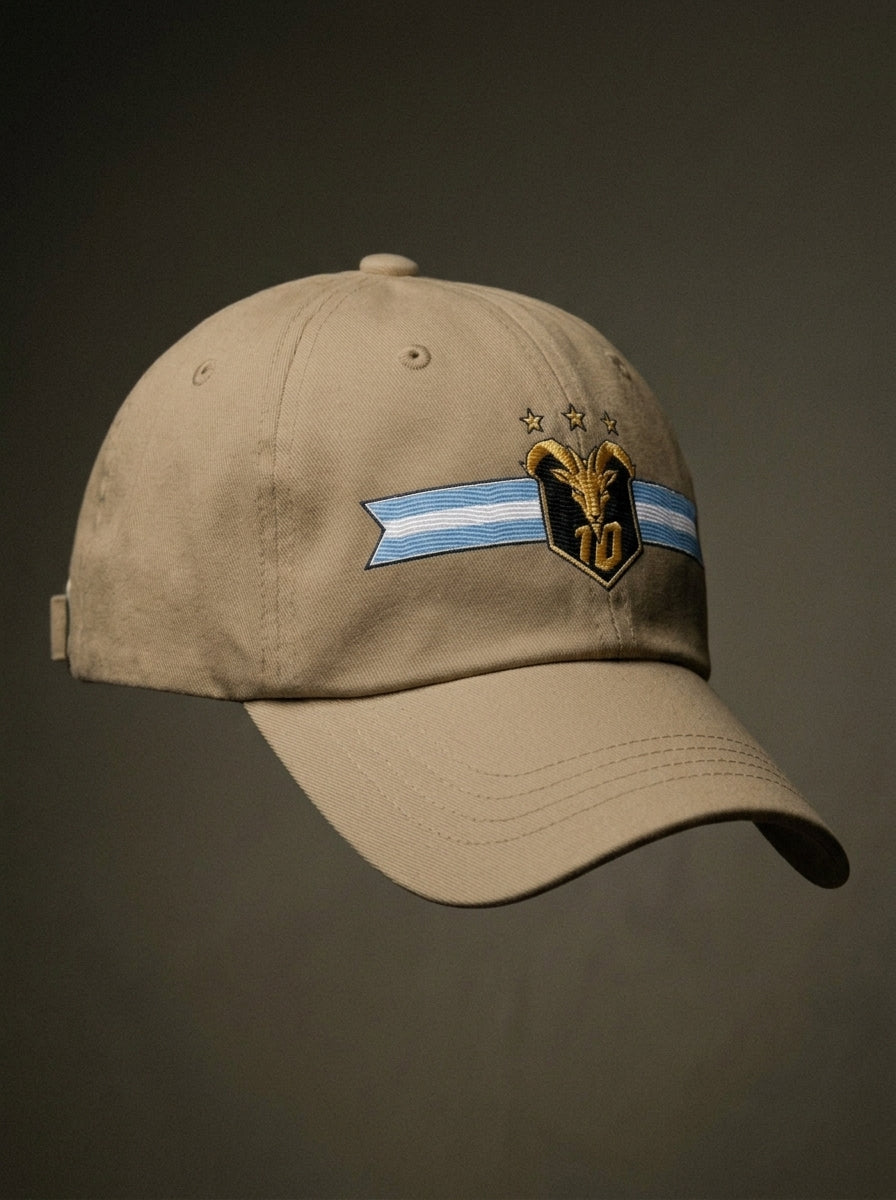 GOAT Celeste Dad Hat in Aja Sand, three-quarter left view.