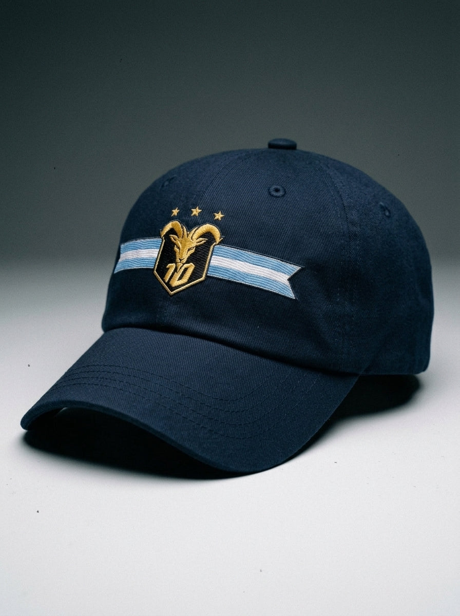 GOAT Celeste Dad Hat in Anụnụ Blue, three-quarter right view.