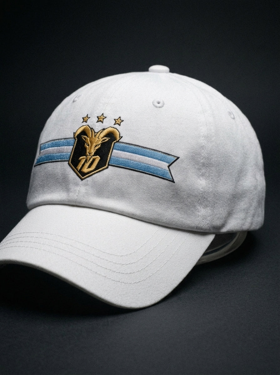 GOAT Celeste Dad Hat in Ocha White, three-quarter right view.