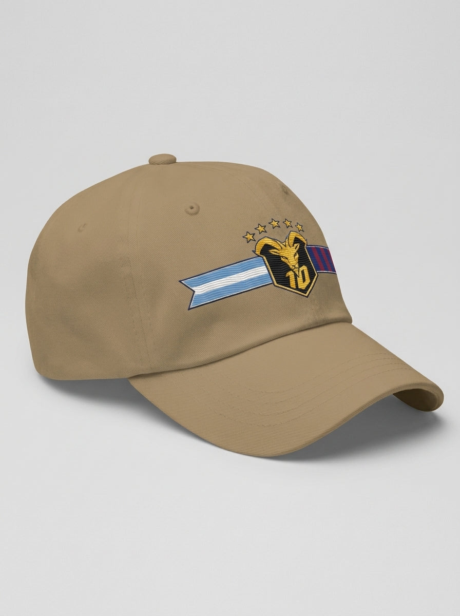 GOAT Fusión dad hat in Aja Sand — three-quarter right profile