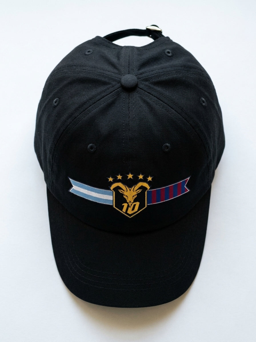 GOAT Fusión dad hat in Oji Black — top-down crown, low-profile six-panel construction
