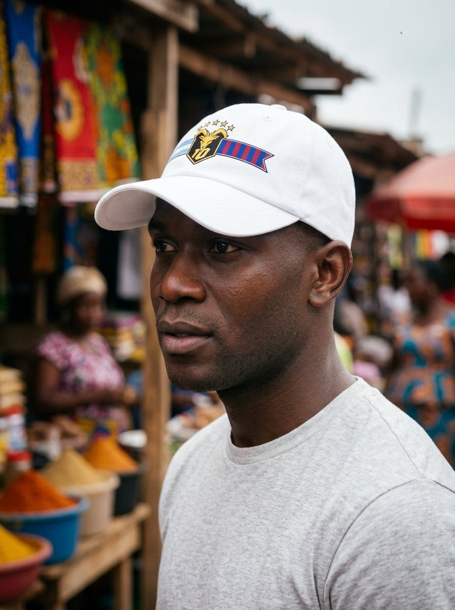 GOAT Fusión dad hat in Ocha White — editorial fit shot