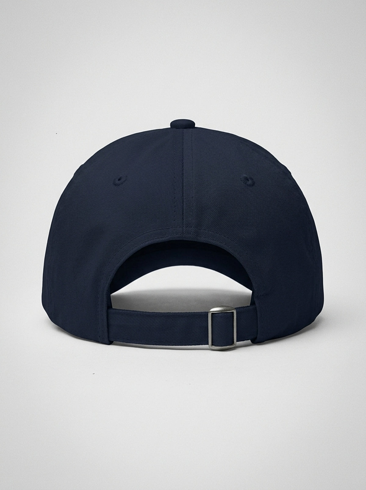 GOAT Catalan dad hat in Anụnụ Blue, back view — adjustable strap with antique buckle.