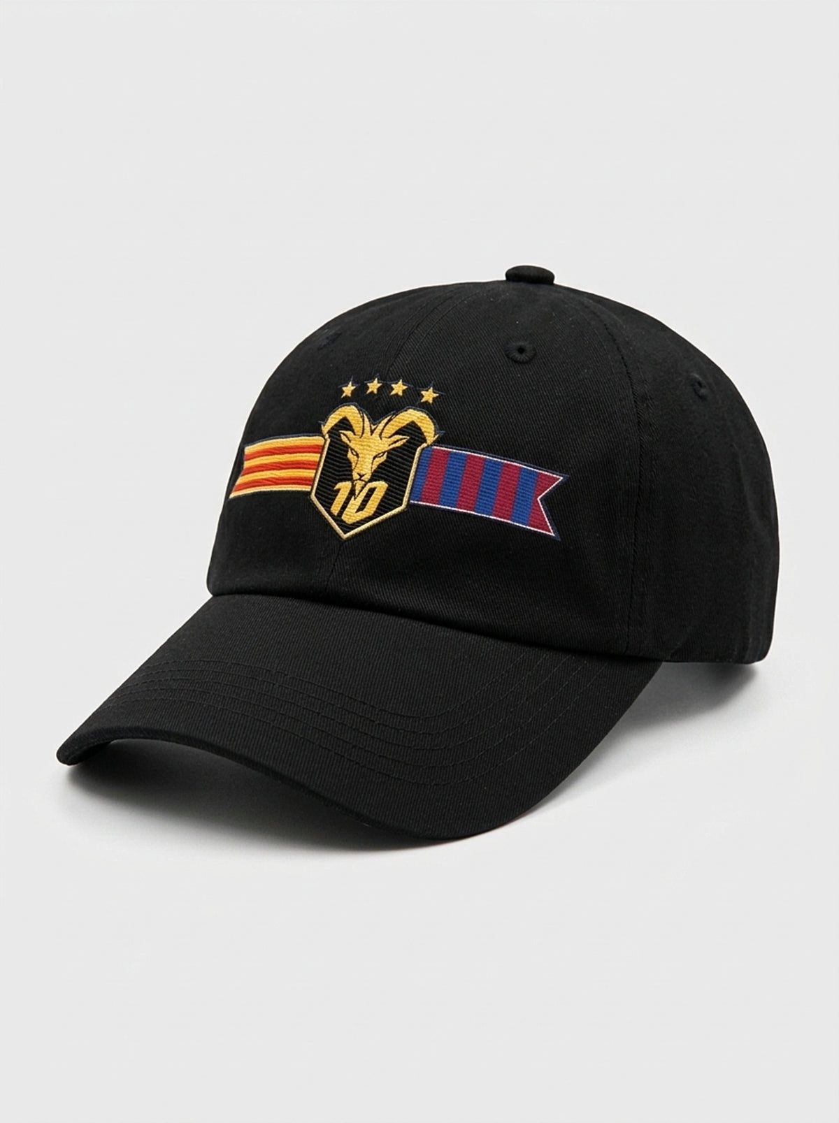 GOAT Catalan dad hat in Oji Black, three-quarter left view — curved brim and unstructured six-panel crown.