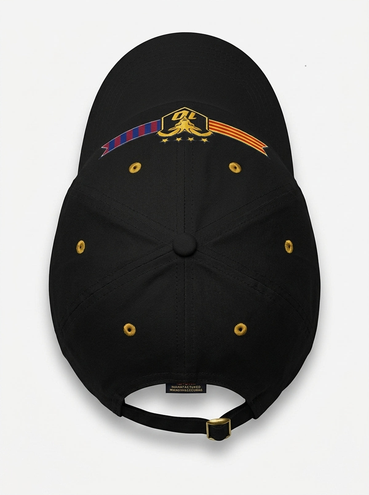 GOAT Catalan dad hat in Oji Black, top-down view of the unstructured six-panel crown.