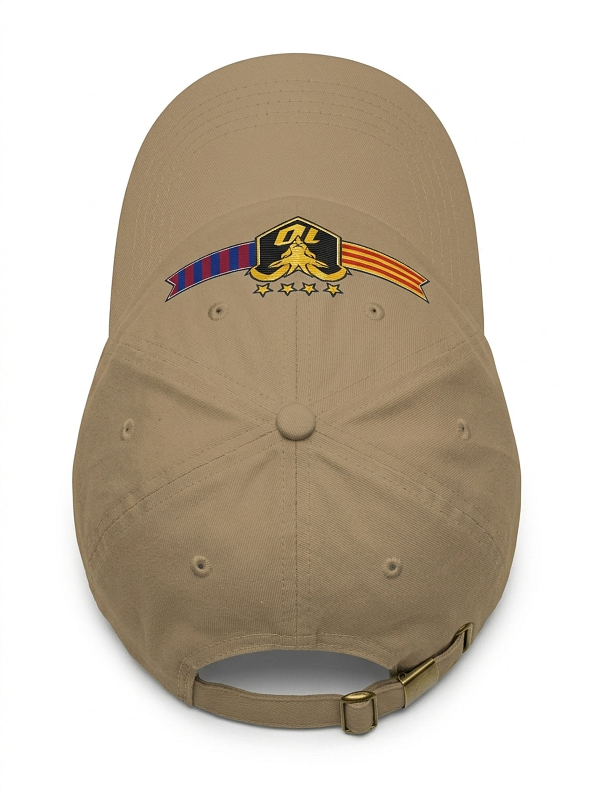 GOAT Catalan dad hat in Aja Sand, top-down view of the unstructured six-panel crown.