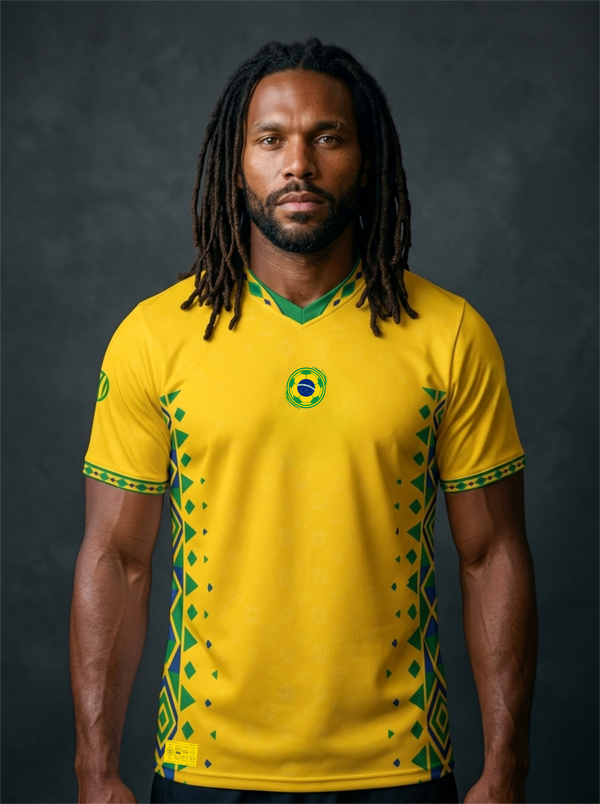 Brasil '26 Jogo Vivo Jersey — Afro-Brasilian source code World Cup 2026 kit by SunBorn — image 1