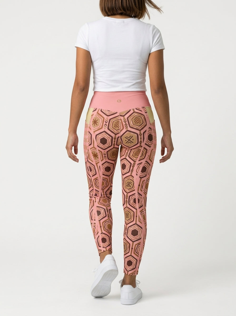 AnanseNova™ Pocket Leggings in Adaeze Pink, back view on model