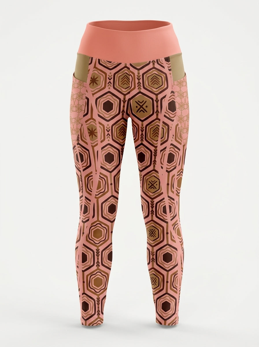 AnanseNova™ Pocket Leggings in Adaeze Pink on a ghost mannequin, front view