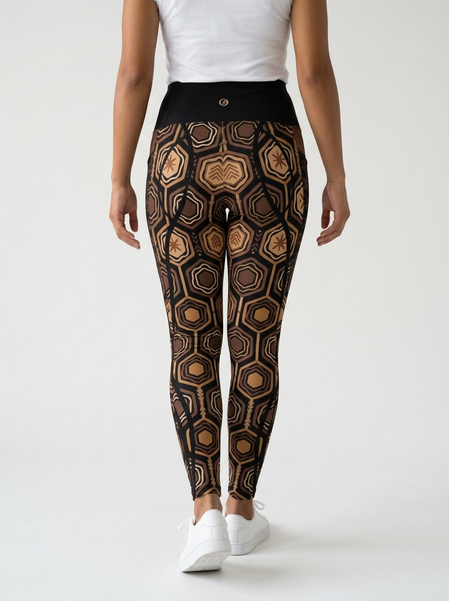 AnanseNova™ Pocket Leggings in Oji Black, back view on model