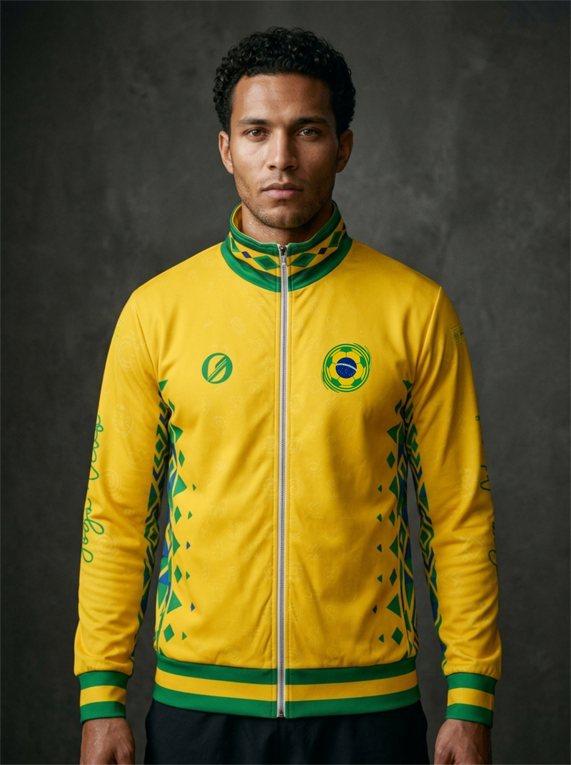 Brasil '26 Jogo Vivo Track Jacket — recycled full-zip World Cup 2026 outerwear by SunBorn — image 1