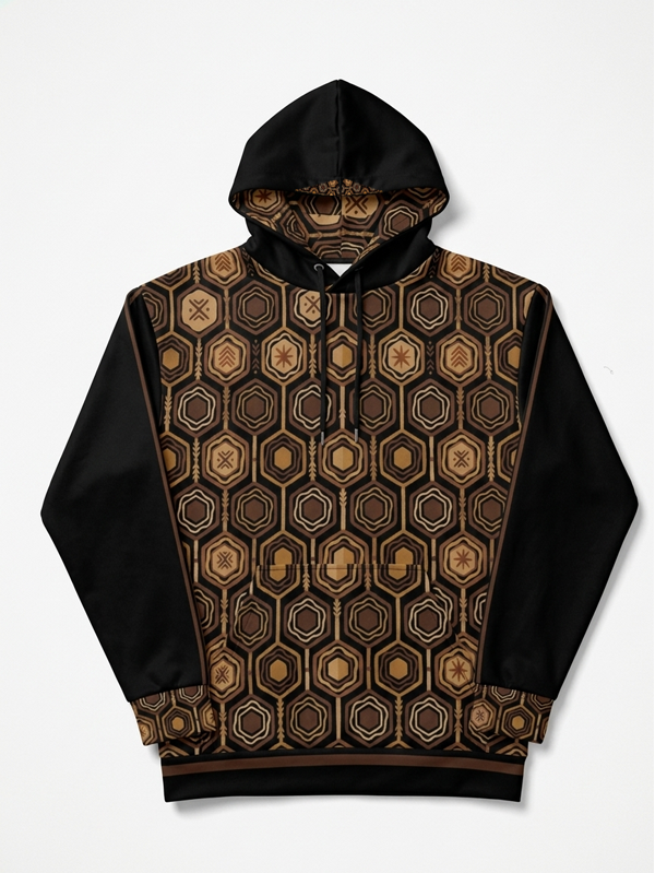 AnanseNova™ // Statement Hoodie in Oji Black — clean flat lay — SunBorn
