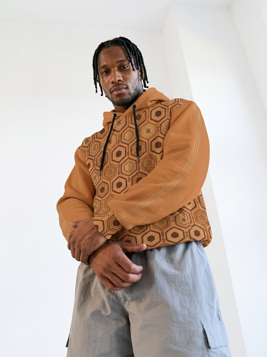 AnanseNova™ // Statement Hoodie in Sango Orange — styled lifestyle shot — SunBorn