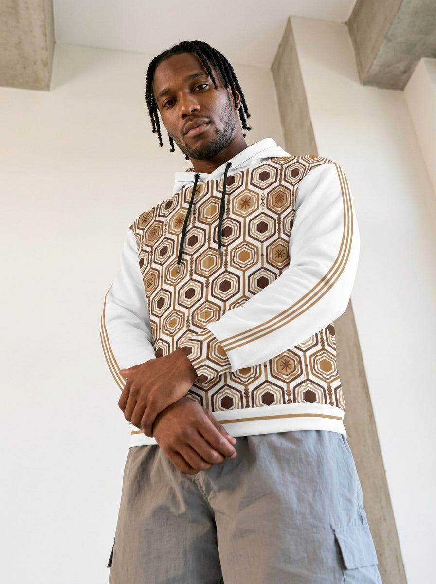 AnanseNova™ // Statement Hoodie in Ocha White — styled lifestyle shot — SunBorn