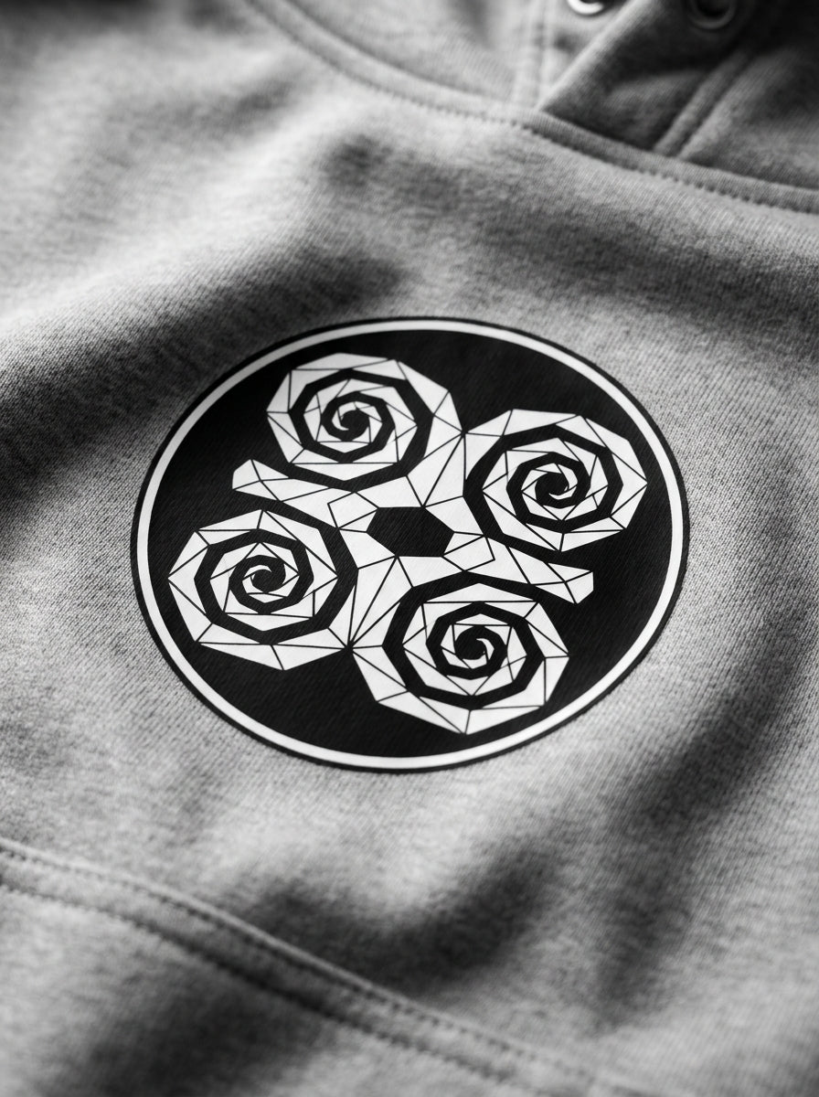 SunBorn Adinkra // Humility Hoodie in Ntụ Gray, macro detail of the drawstring hardware