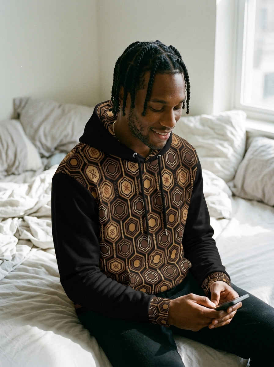 AnanseNova™ // Statement Hoodie in Oji Black — customer review photo — SunBorn