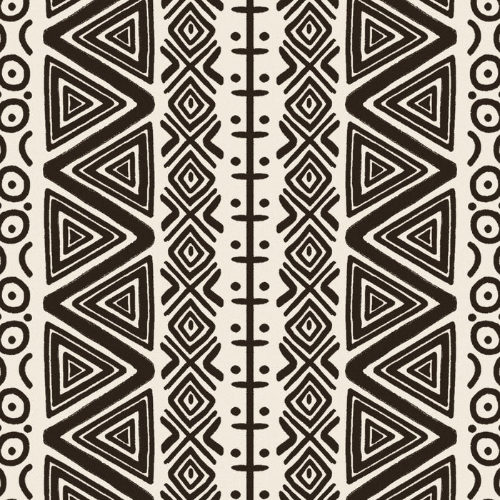 N'Donso motif study in ink on paper: zigzag columns, linked rings and nested triangles isolated before color