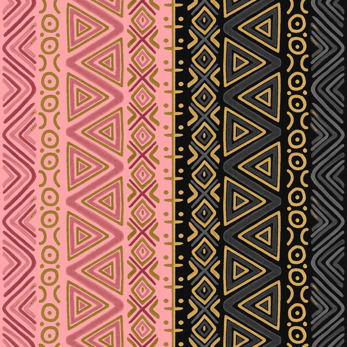 The finished N'Donso print, split between the Adaeze Pink and Oji Black colorways