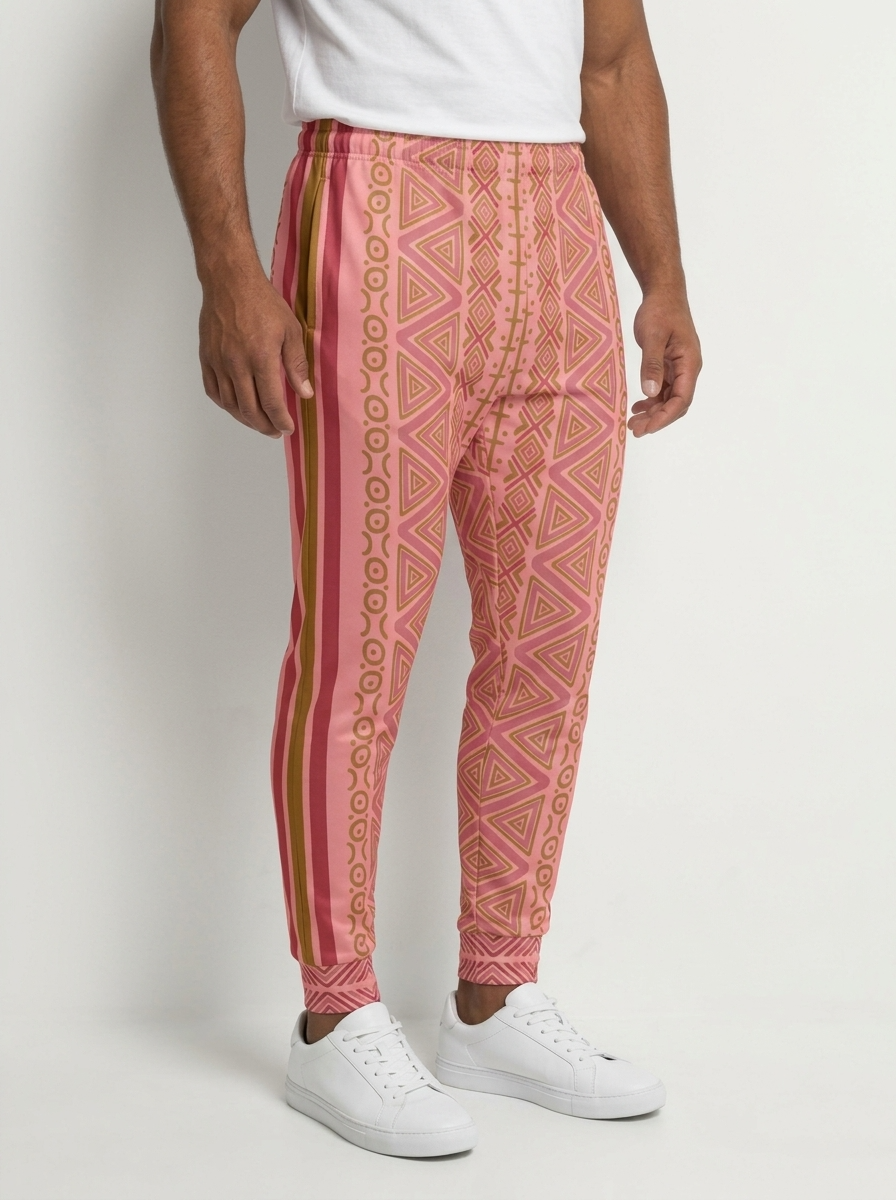 SunBorn N'Donso™ Men's Joggers in Eze Pink, three-quarter right view on model