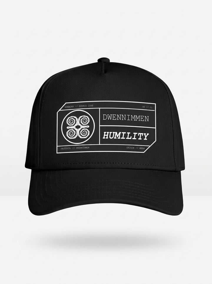 Adinkra // Humility Cap in Oji Black — front view — SunBorn