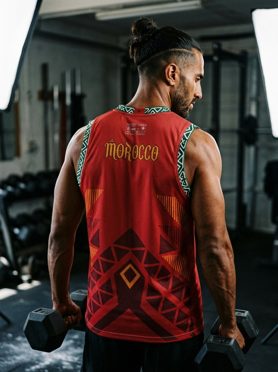 Morocco '26 Atlas Protocol AeroTank — heavyweight tricot World Cup 2026 performance tank by SunBorn — image 7