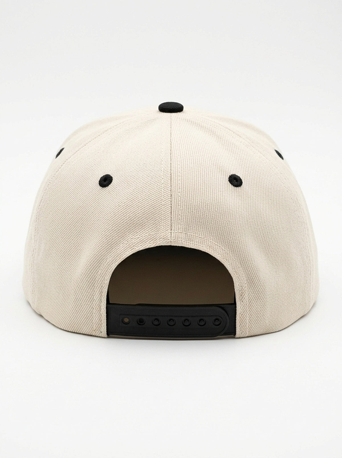 GOAT Catalan two-tone snapback in Ocha White / Oji Black, back view — snapback closure.