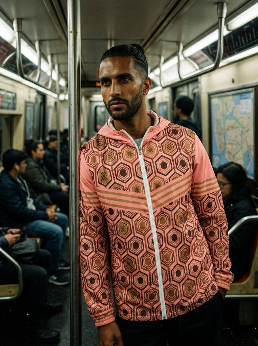 AnanseNova™ // Men's Windbreaker (Eze Pink)