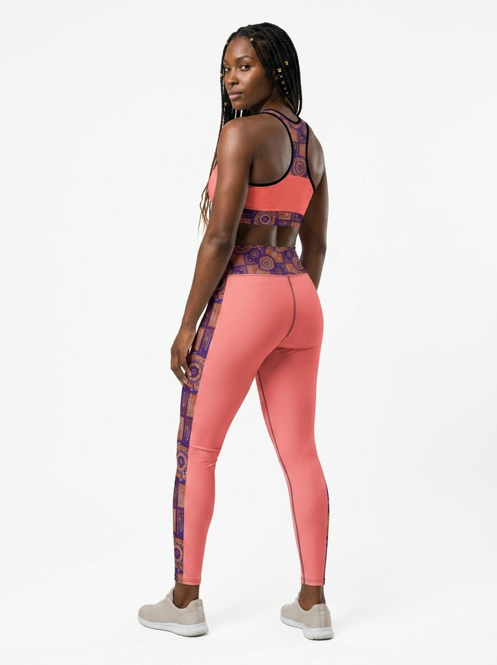 Sankofa Set // Bra + Leggings — Adaeze Pink colorway — rear fit check — SunBorn
