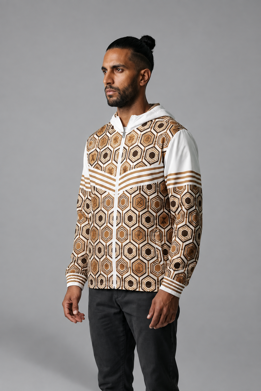 AnanseNova™ // Men's Windbreaker (Ocha White)