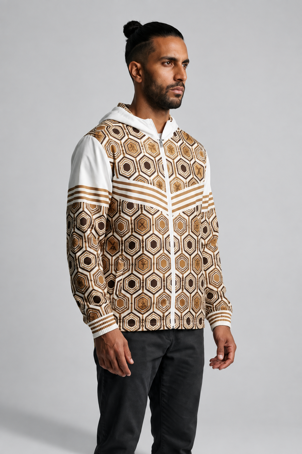 AnanseNova™ // Men's Windbreaker (Ocha White)