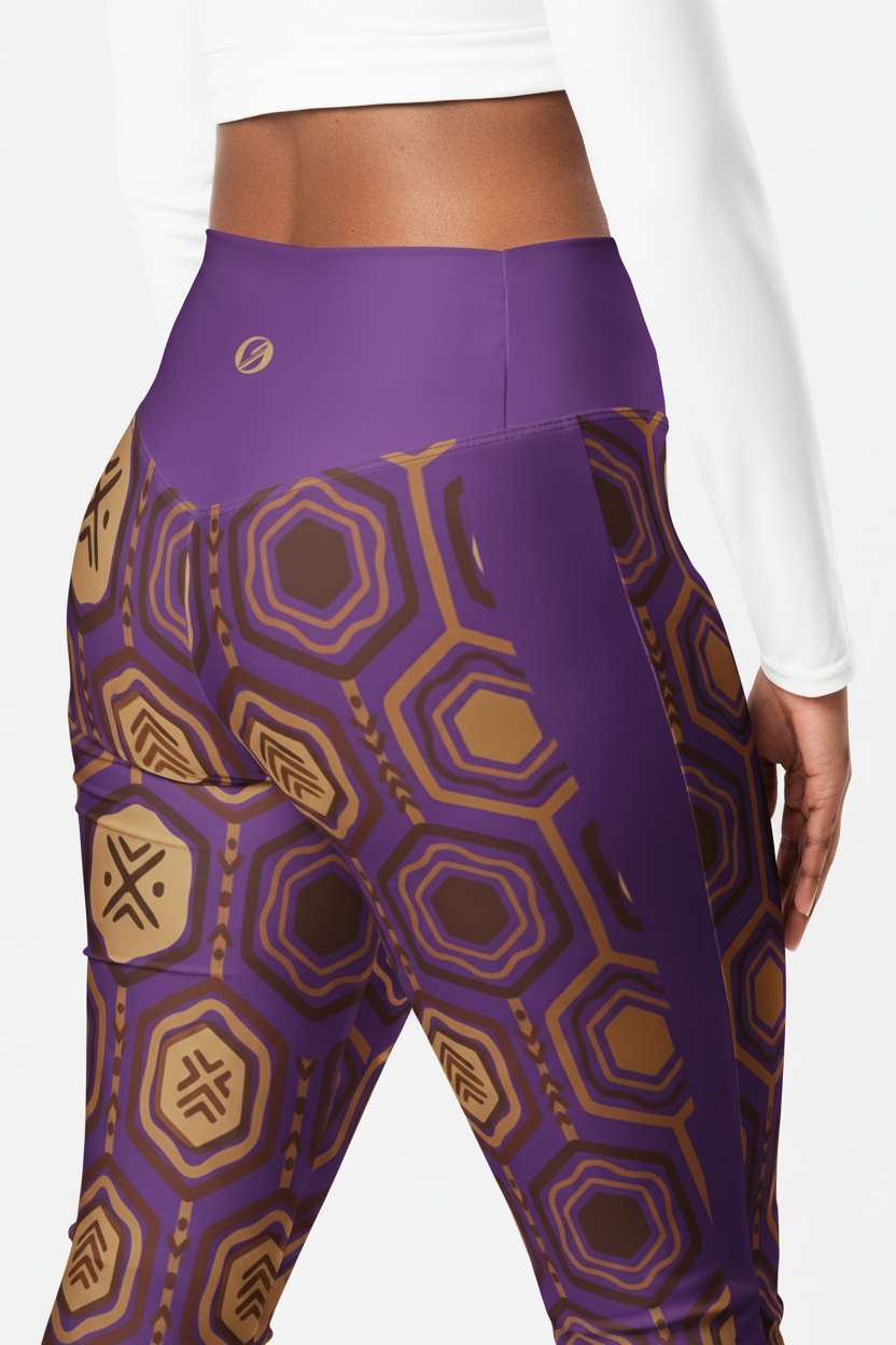 AnanseNova™ Flare Leggings in Ugo Purple, product detail view — SunBorn