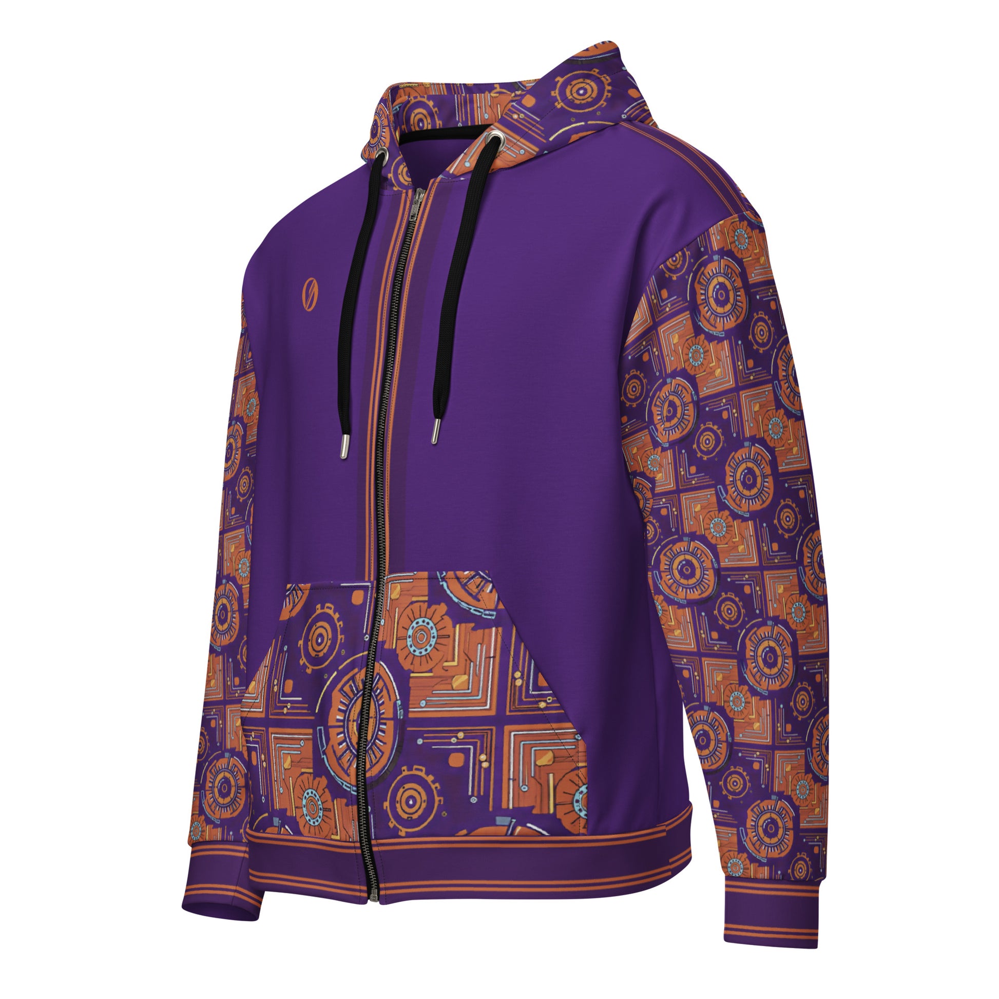 Sankofa Kinetic Engine Zip Hoodie by SunBorn — royal purple and forge copper Kinetic Engine textile — image 8