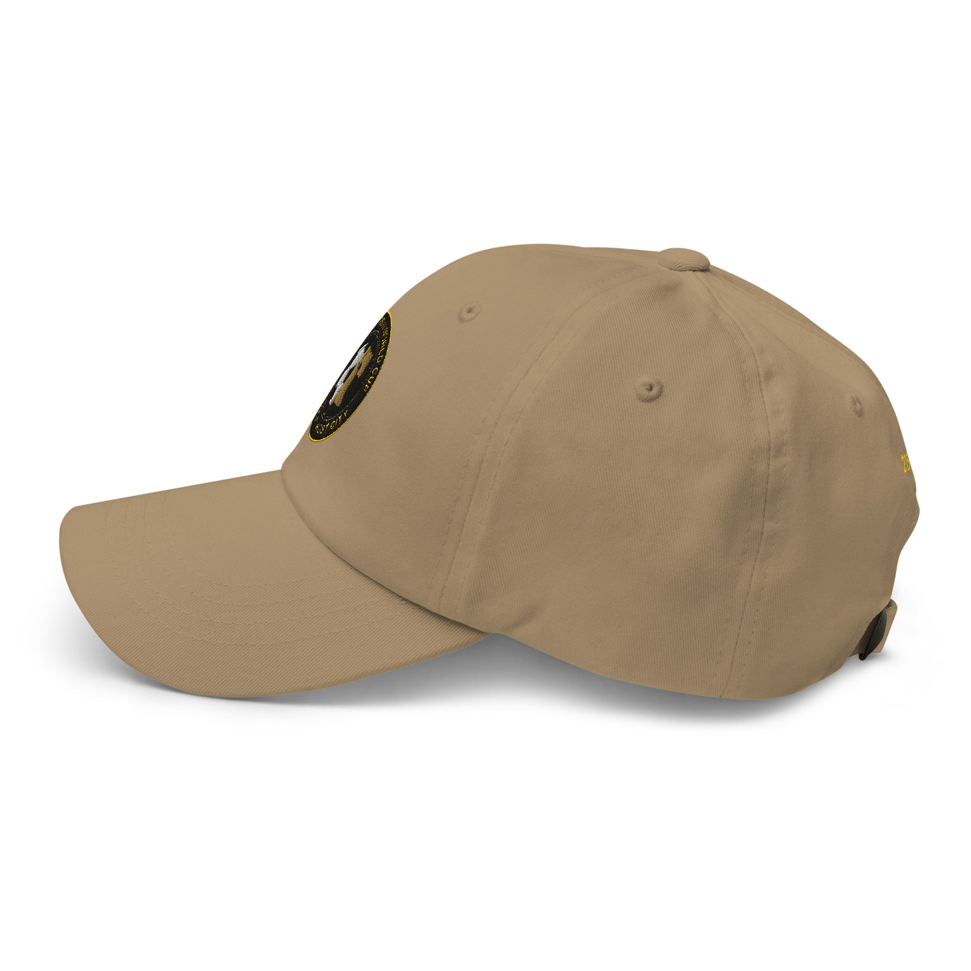Liberty Protocol // Philly '26 Dad Hat — khaki left side view, neutral-tone unstructured cap with curved bill | SunBorn