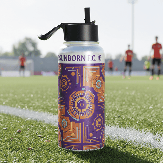 Kinetic Engine insulated water bottle by SunBorn — 32oz stainless steel Afrofuturist hydration vessel — image 2