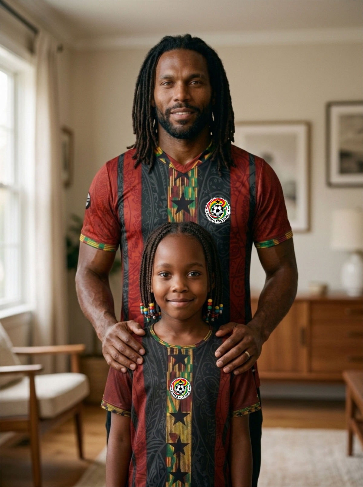 Ghana '26 Family Set — family photo moment, full lineage in matching Black Stars jerseys | SunBorn