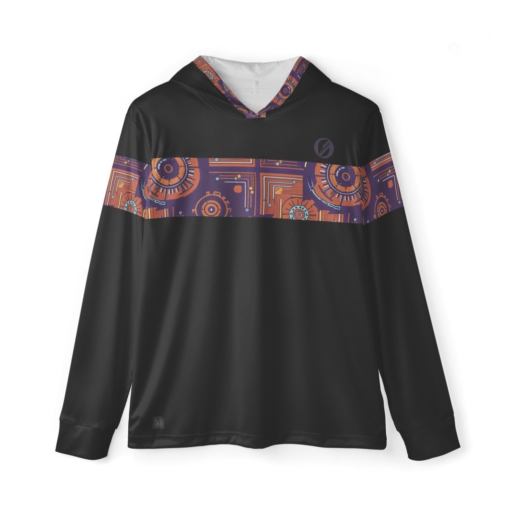 Sankofa warmup hoodie in black — Afrofuturist heritage training piece — royal purple and forge copper detailing — image 8 — SunBorn