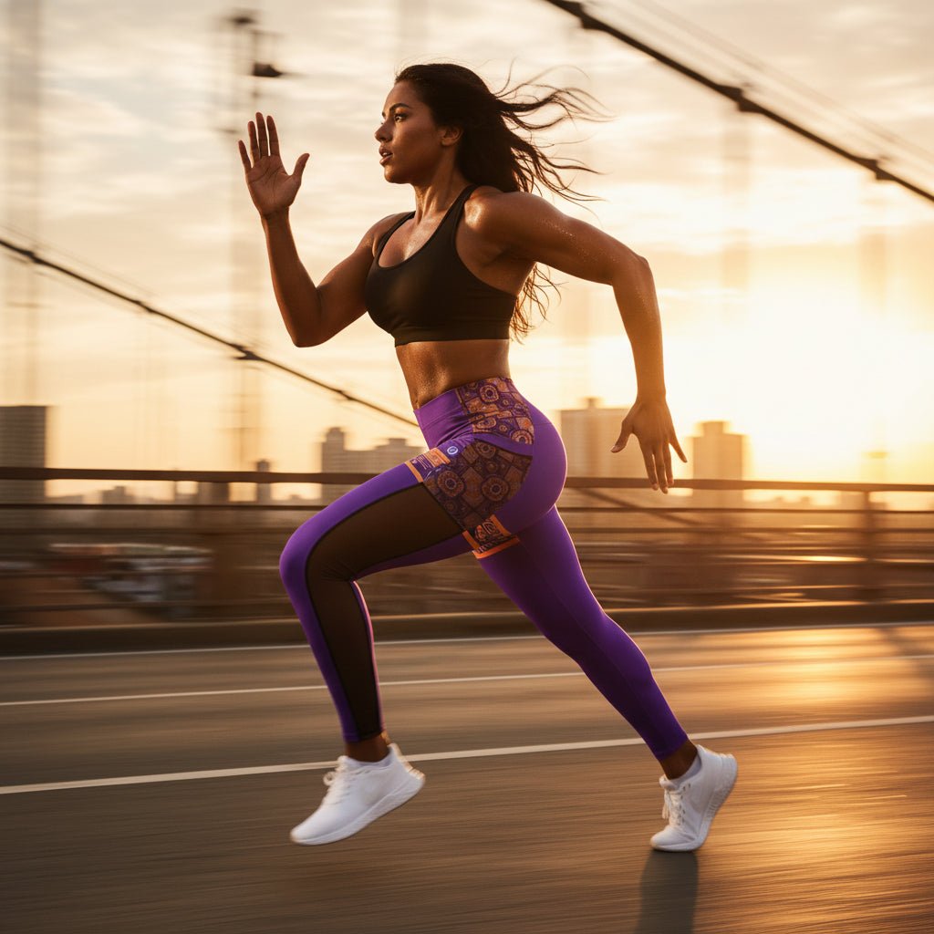 Sankofa women's mesh pocket leggings — Afrofuturist heritage compression with side mesh pockets — image 3 — SunBorn