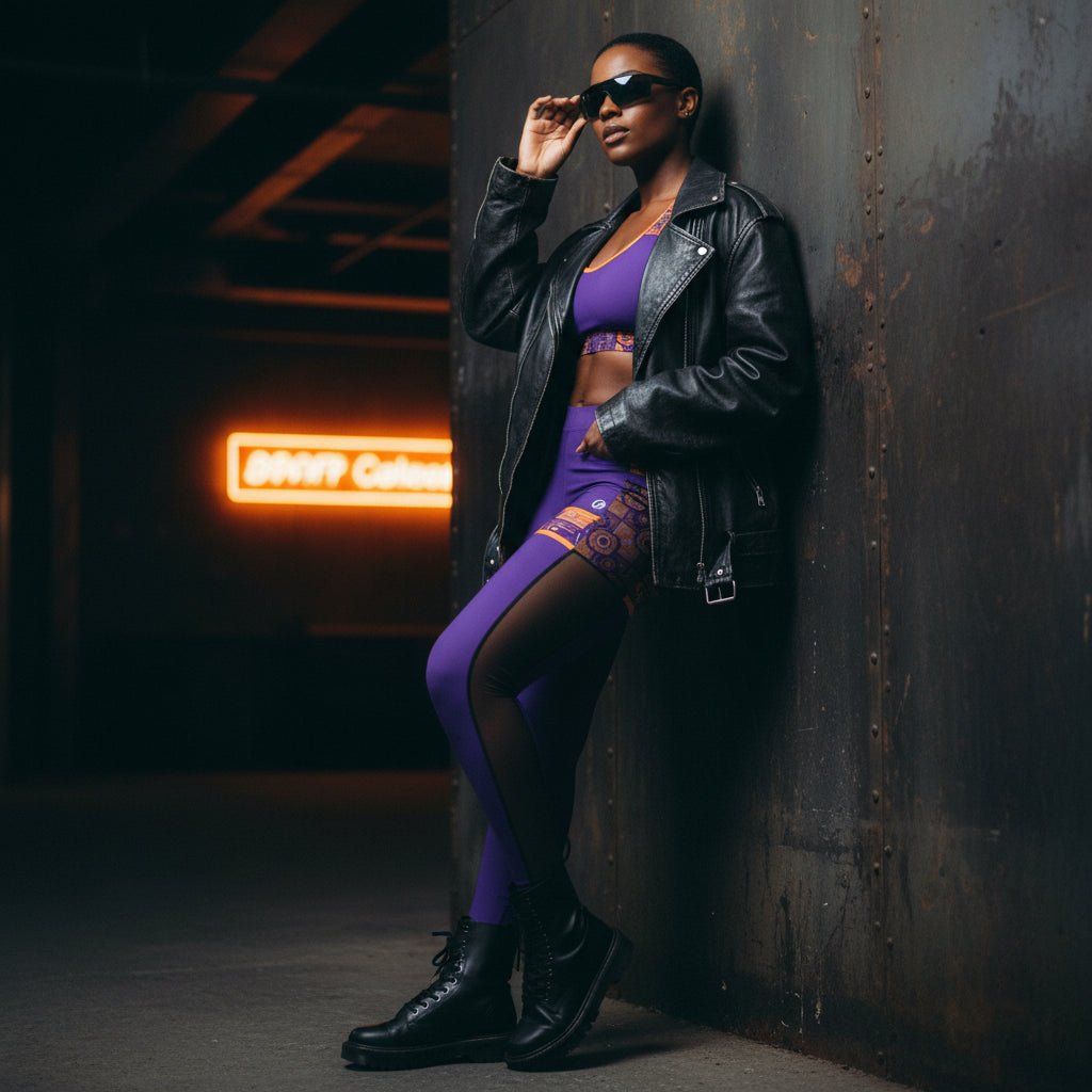 Sankofa women's mesh pocket leggings — Afrofuturist heritage compression with side mesh pockets — image 6 — SunBorn
