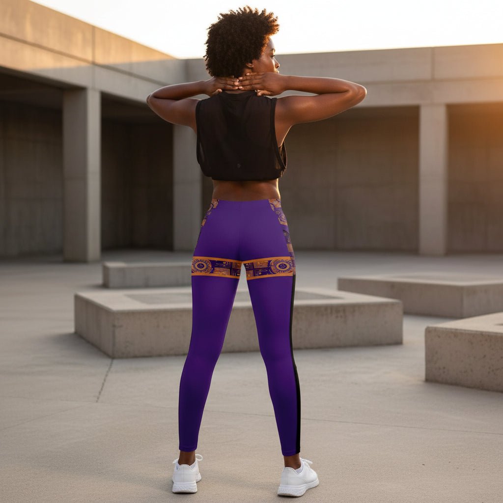 Sankofa women's mesh pocket leggings — Afrofuturist heritage compression with side mesh pockets — image 4 — SunBorn