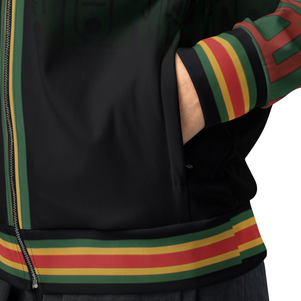 BHM '26 commemorative track jacket — MLK Protocol Pan-African heritage outerwear with civil rights iconography — image 4 — SunBorn