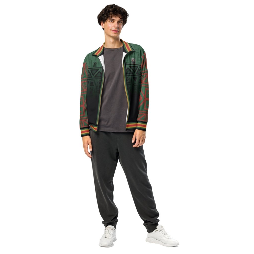 BHM '26 commemorative track jacket — MLK Protocol Pan-African heritage outerwear with civil rights iconography — image 2 — SunBorn